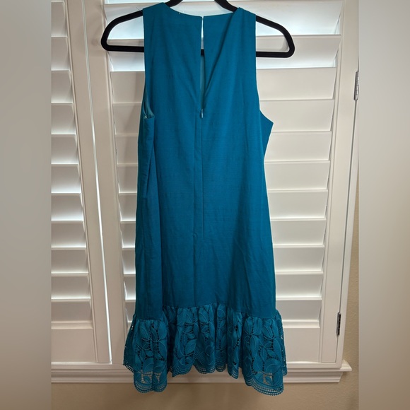 Trina Turk Blue Ruffled Sheath Dress - Picture 3 of 4